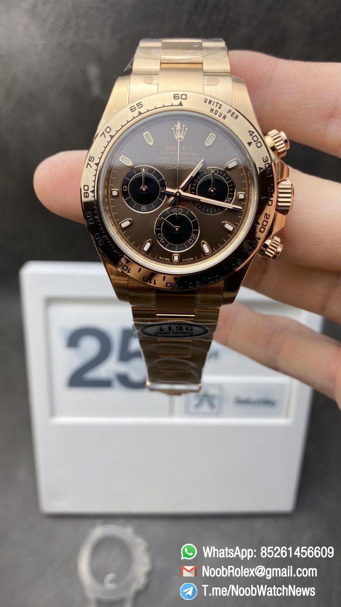 Clean Factory Watch Rolex Daytona 116505 Rose Gold Case Bracelet Brown Dial on Rose Gold Bracelet SA4130 Movement