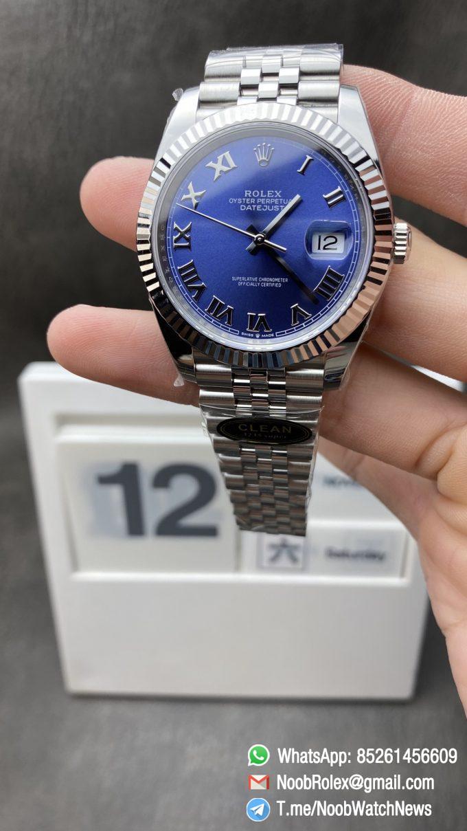 Clean Factory Datejust CF Datejust 126334 41mm Azzurro Blue Dial Roma Markers Jubilee Bracelet 904L Oystersteel DD3235 Movement