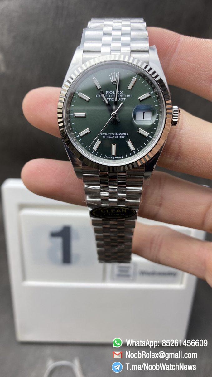 Clean Factory Rolex Datejust 36 126234 Olive Green Dial 904L Steel Case Jubilee Bracelet 3235 Movement