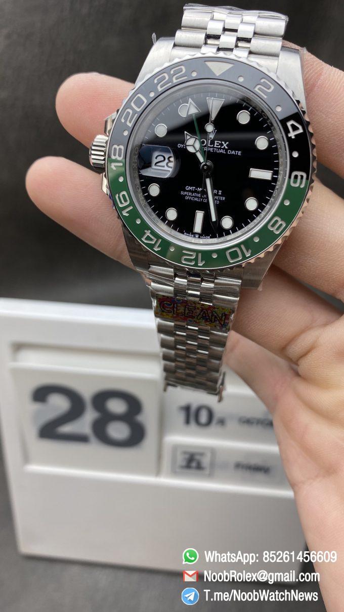 Clean Watch Offical Store CF Rolex Sprite GMT-Master II 126720VTNR Black Dial Green & Black Ceramic Bezel 904L Oystersteel Jubilee Bracelt SA3285 Movement