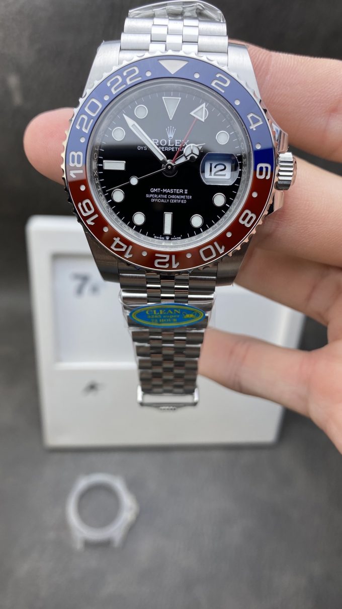 Clean Factory Rolex GMT Master II 126710BLRO Pepsi Blue Red Ceramic Bezel Black Dial 904L Steel Case Jubilee Bracelet DD3285 Caliber CHS