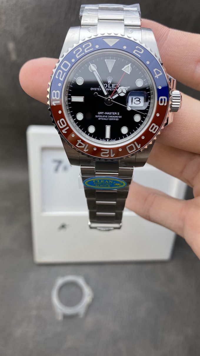 Clean Factory Rolex GMT Master II 126710BLRO Pepsi Blue Red Ceramic Bezel Black Dial 904L Steel Case Oystersteel Bracelet DD3285 Caliber CHS