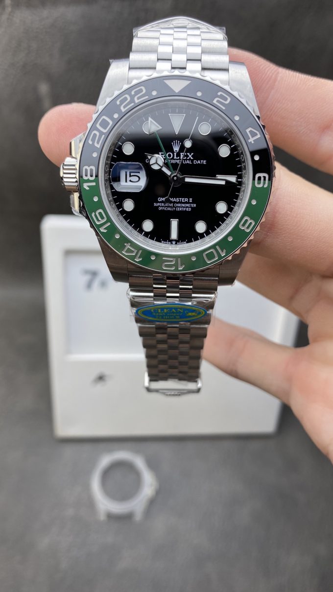 Clean Factory Rolex GMT Master II 126720VTNR Sprite Black Green Ceramic Beze Black Dial DD3285 Movement 904L Case Jubilee Bracelet CHS