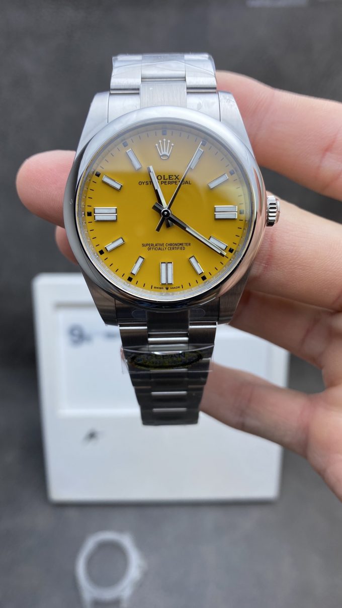 Clean Factory Watches Rolex Oyster Perpetual 124300 Yellow Dial 41mm 904L Steel Case Bracelet VR3230 Movement