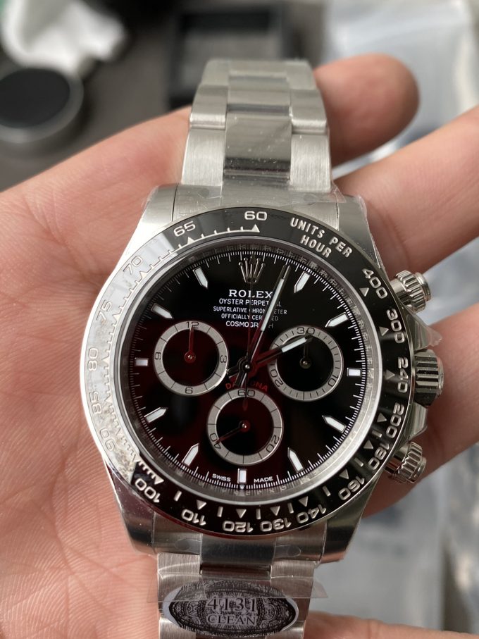 Clean Factory Watch CF Watches Rolex Daytona 126500LN Black Dial Black Cerachrom Bezel 904L Oystersteel SH4131 Movement 03