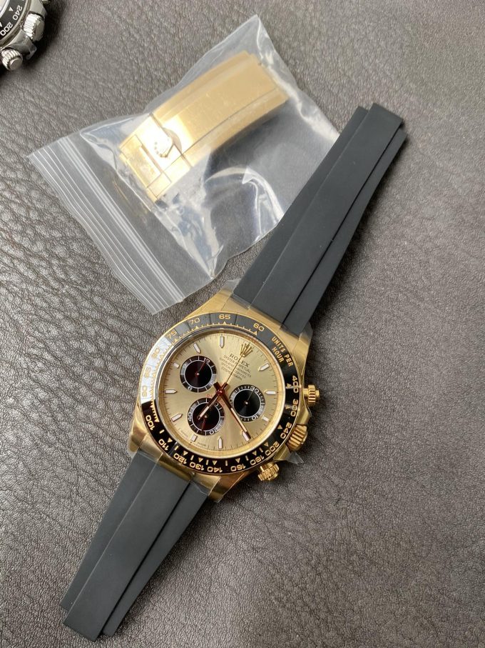 Clean Factory Watch Rolex Daytoan 126518 Yellow Gold Dial Black Ceramic Bezel Oysterflex Strap SH4131 Movement 008