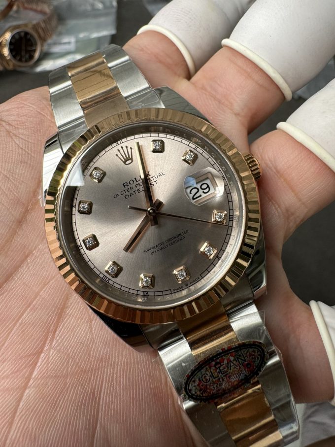 Clean Factory DateJust 41mm 126333 Champagne Dial with Diamond Markers Two Tone Bracelet VR3235 04