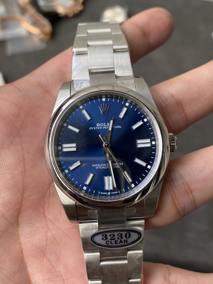 Clean Factory Rolex Oyster Perpetual 124300 Blue Dial 41mm CF OP 904L OysterSteel Case Bracelet VR3230 Movement 01