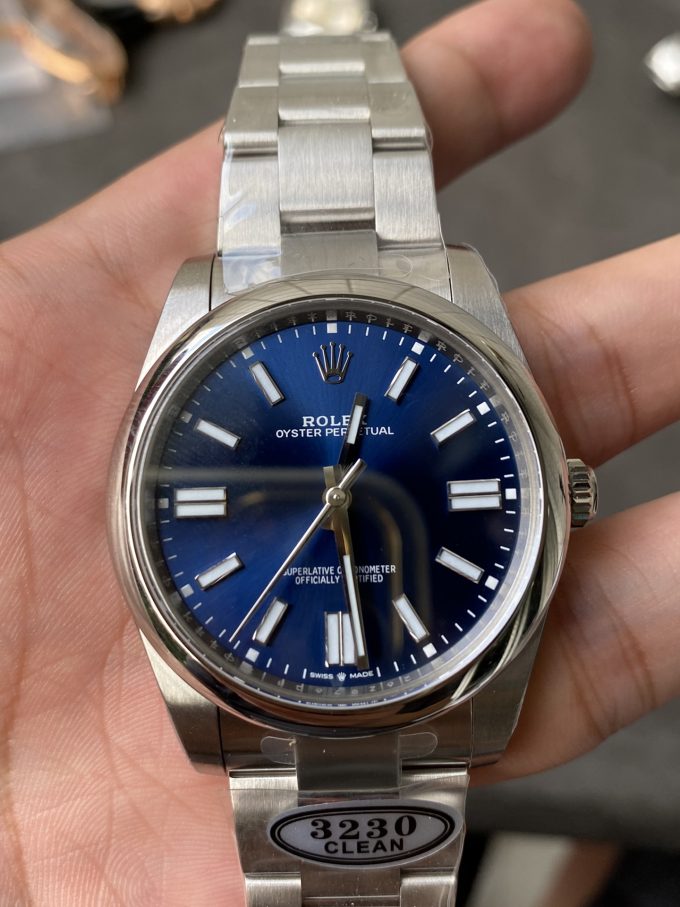 Clean Factory Rolex Oyster Perpetual 124300 Blue Dial 41mm CF OP 904L OysterSteel Case Bracelet VR3230 Movement 02