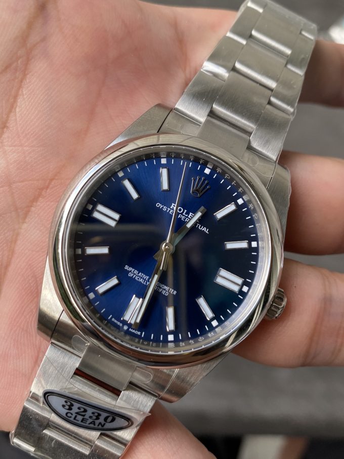 Clean Factory Rolex Oyster Perpetual 124300 Blue Dial 41mm CF OP 904L OysterSteel Case Bracelet VR3230 Movement 03