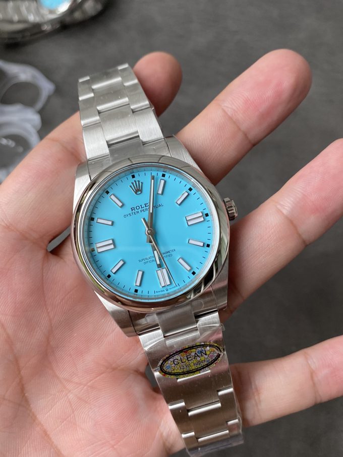 Clean Factory Rolex Oyster Perpetual 124300 CF OP 41mm 904L Steel Tiffany Blue Dial VR3230 Movement 01