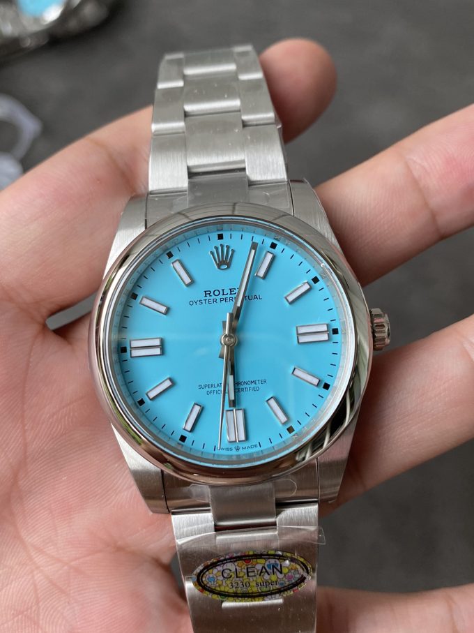 Clean Factory Rolex Oyster Perpetual 124300 CF OP 41mm 904L Steel Tiffany Blue Dial VR3230 Movement 02