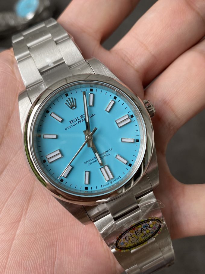 Clean Factory Rolex Oyster Perpetual 124300 CF OP 41mm 904L Steel Tiffany Blue Dial VR3230 Movement 03