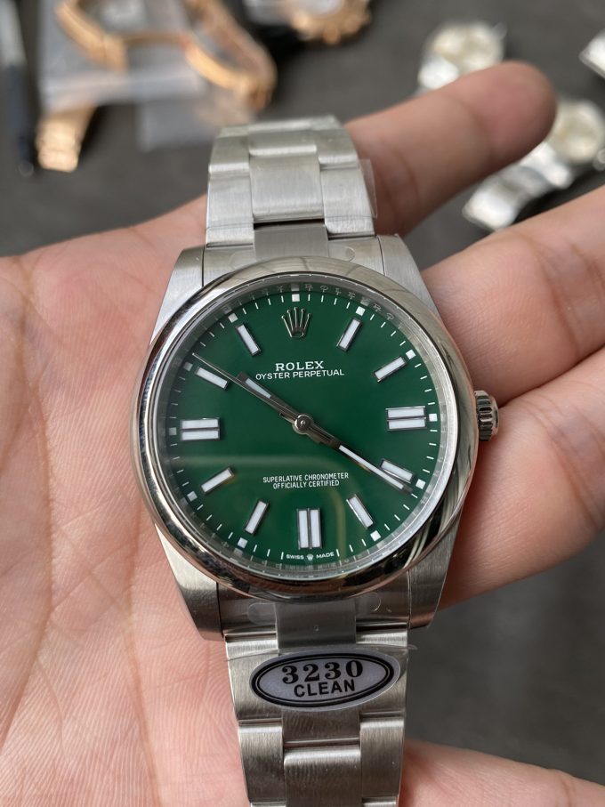 Clean Factory Rolex Oyster Perpetual 124300 CP OP 41mm Green Dial 904L Steel VR3230 Movement 02