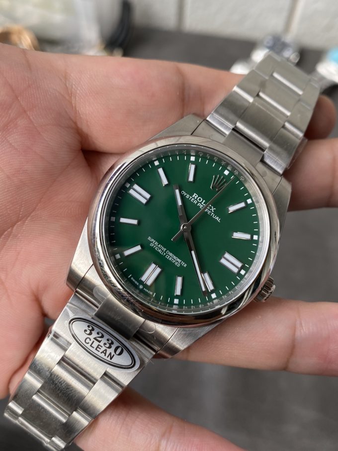 Clean Factory Rolex Oyster Perpetual 124300 CP OP 41mm Green Dial 904L Steel VR3230 Movement 04