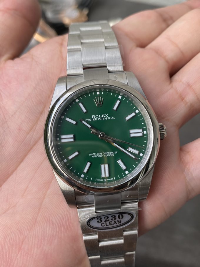 Clean Factory Rolex Oyster Perpetual 124300 CP OP 41mm Green Dial 904L Steel VR3230 Movement 05