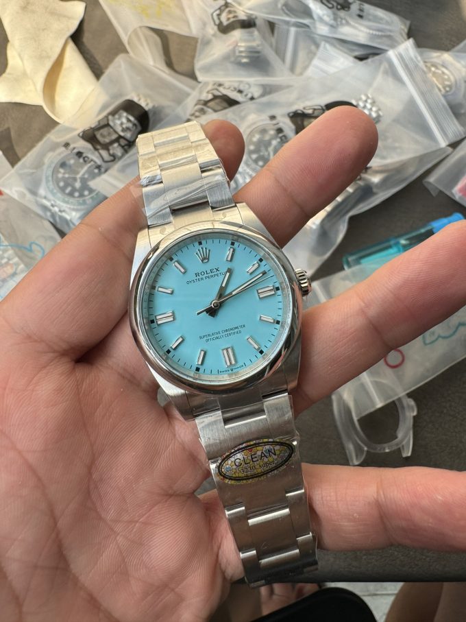 Clean Factory Rolex Oyster Perpetual 126000 36mm Tiffany Blue Dial 904L Steel VR3230 CF OP 01