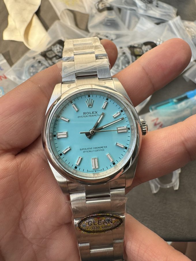 Clean Factory Rolex Oyster Perpetual 126000 36mm Tiffany Blue Dial 904L Steel VR3230 CF OP 02