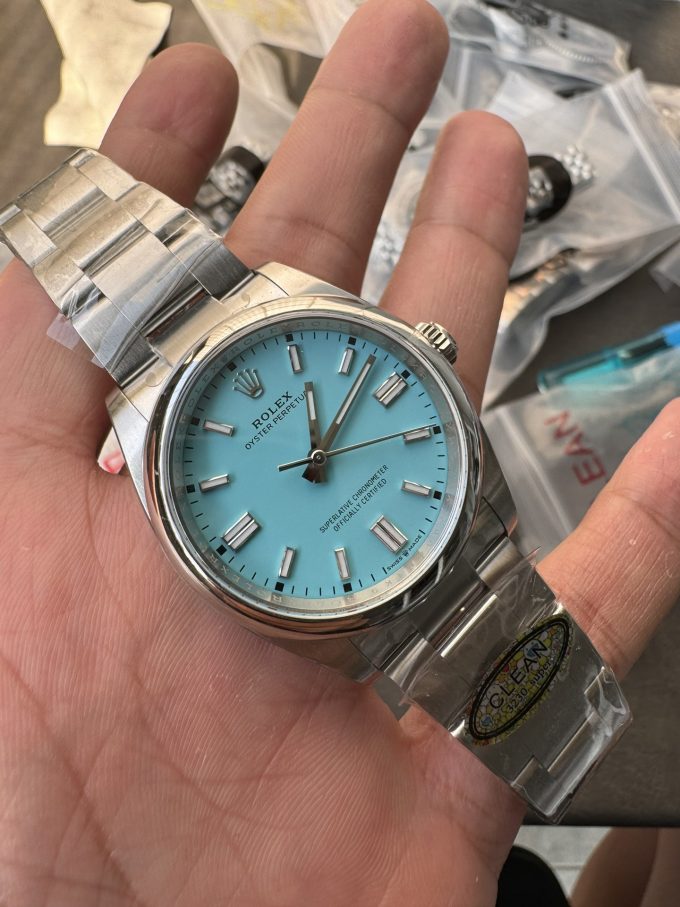 Clean Factory Rolex Oyster Perpetual 126000 36mm Tiffany Blue Dial 904L Steel VR3230 CF OP 04