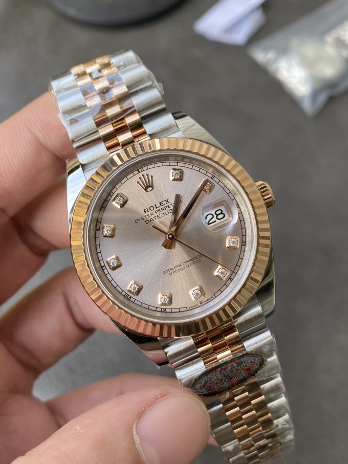 Clean Factory Watches DateJust 41mm 126331 0008 Rose Gold Sundust Diamond Set Dial Jubilee Bracelet 3235 Movement 04