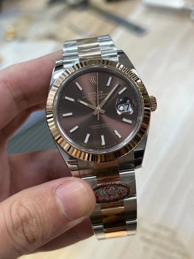 Clean Factory Watches Rolex DateJust 41mm 126331 0001 Rose Gold Bezel Chocolate Dial Oyster Bracelet 3235 Movement 02