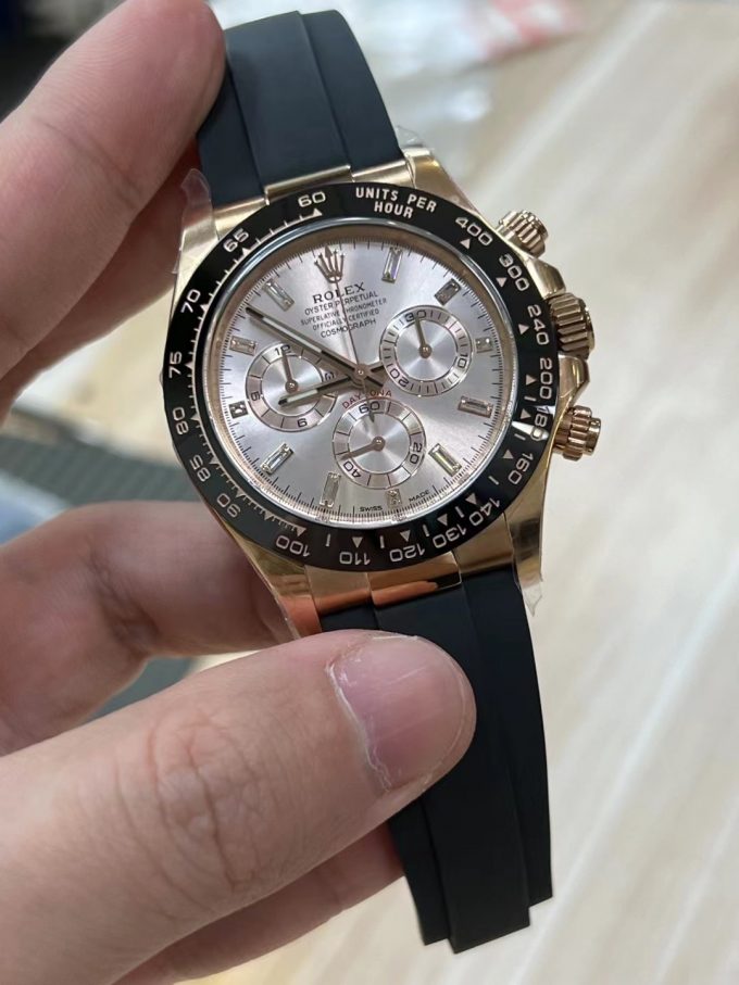 Clean Factory Daytona 116515 Role Gold Case Black Ceramic Bezel Sundust Set with Diamonds Dial Oystelflex Strap DD4130 Movement 02