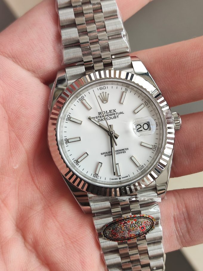 Clean Factory Rolex Datejust 41mm 126334 0010 White Dial 904L Steel Case Jubilee Bracelet DD3235 Movement 02