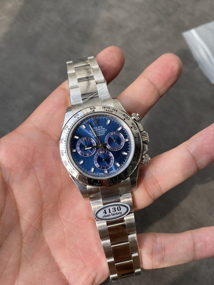 Clean Factory Daytona 116509 Blue Dial 904L Steel Case Oyster Bracelet SuperClone DanDong 4130 Movement 01