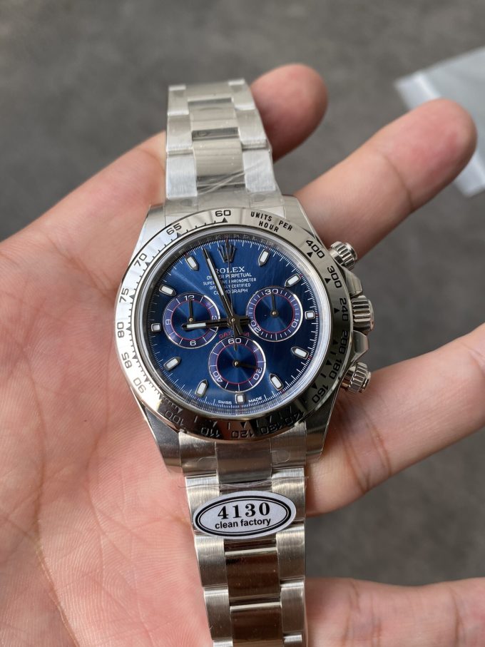 Clean Factory Daytona 116509 Blue Dial 904L Steel Case Oyster Bracelet SuperClone DanDong 4130 Movement 02