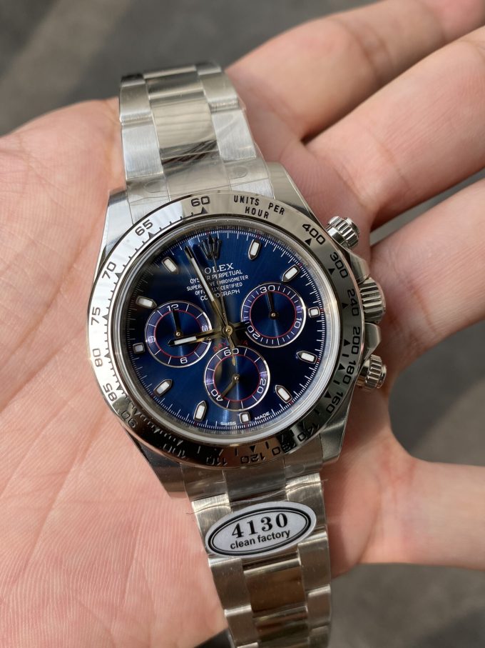 Clean Factory Daytona 116509 Blue Dial 904L Steel Case Oyster Bracelet SuperClone DanDong 4130 Movement 03