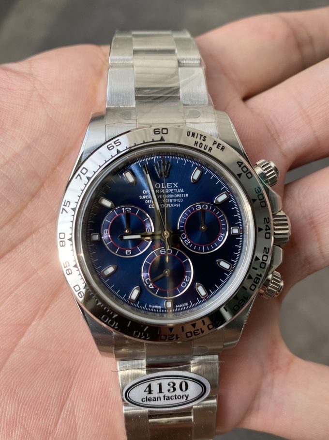 Clean Factory Daytona 116509 Blue Dial 904L Steel Case Oyster Bracelet SuperClone DanDong 4130 Movement 04