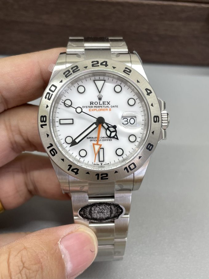 Clean Factory Watch Explorer II 226570 White Dial 904L Steel GMT Orange Arrow shaped Hand DanDong 3285 Movement 01