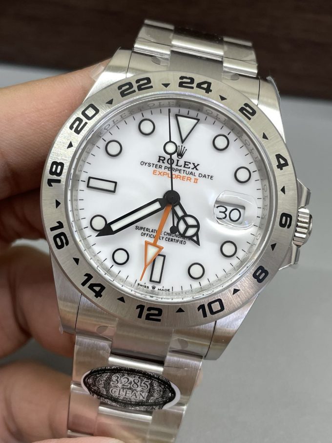 Clean Factory Watch Explorer II 226570 White Dial 904L Steel GMT Orange Arrow shaped Hand DanDong 3285 Movement 03