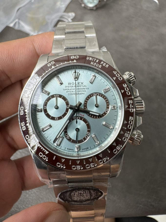 Clean Factory Daytona 126506 ICE Blue Dial With Diamonds Markers Brown Ceramic Bezel SH4131 Movement 72 Hours PR 09