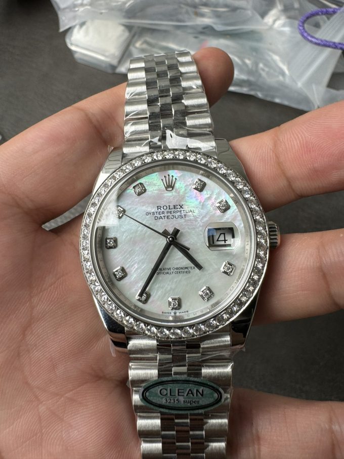 Clean Factory Rolex Datejust 126334 41mm MOP Dial Diamonds Bezel 904L Steel Jubilee Bracelet SH3235 Movement 02