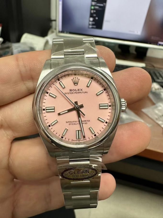 Clean Factory Watches Oyster Perpetual 124300 CF OP 41mm 904L Steel Pink Dial VR3230 Movement 01